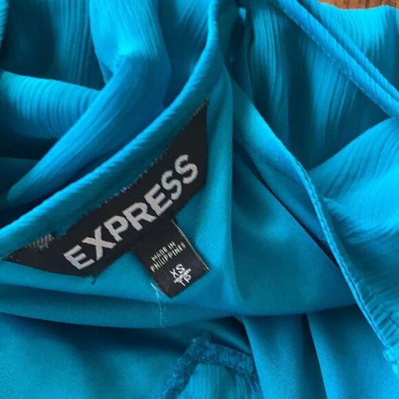 Express Caribbean Blue Beaded Trapeze Dress Formal Cocktail Bubble Gown Size XS - Picture 6 of 8
